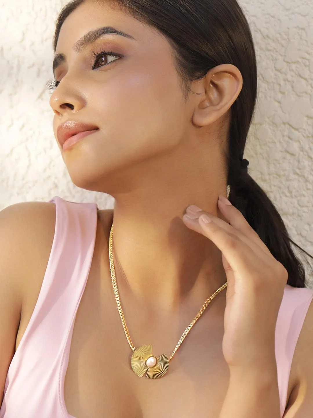 18KT Gold Plated Stainles Steel  Tarnish Free Waterproof Demi-Fine Floral Necklace