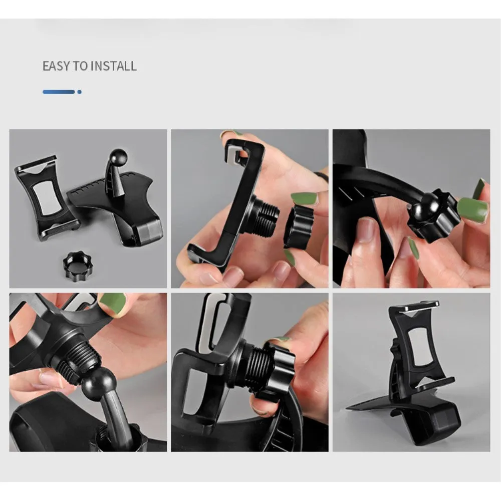 3 in 1 Car GPS Smartphone Holder: Dashboard / Visor Clamp   AC Grid Clip for Alcatel OneTouch Pop Fit - Black