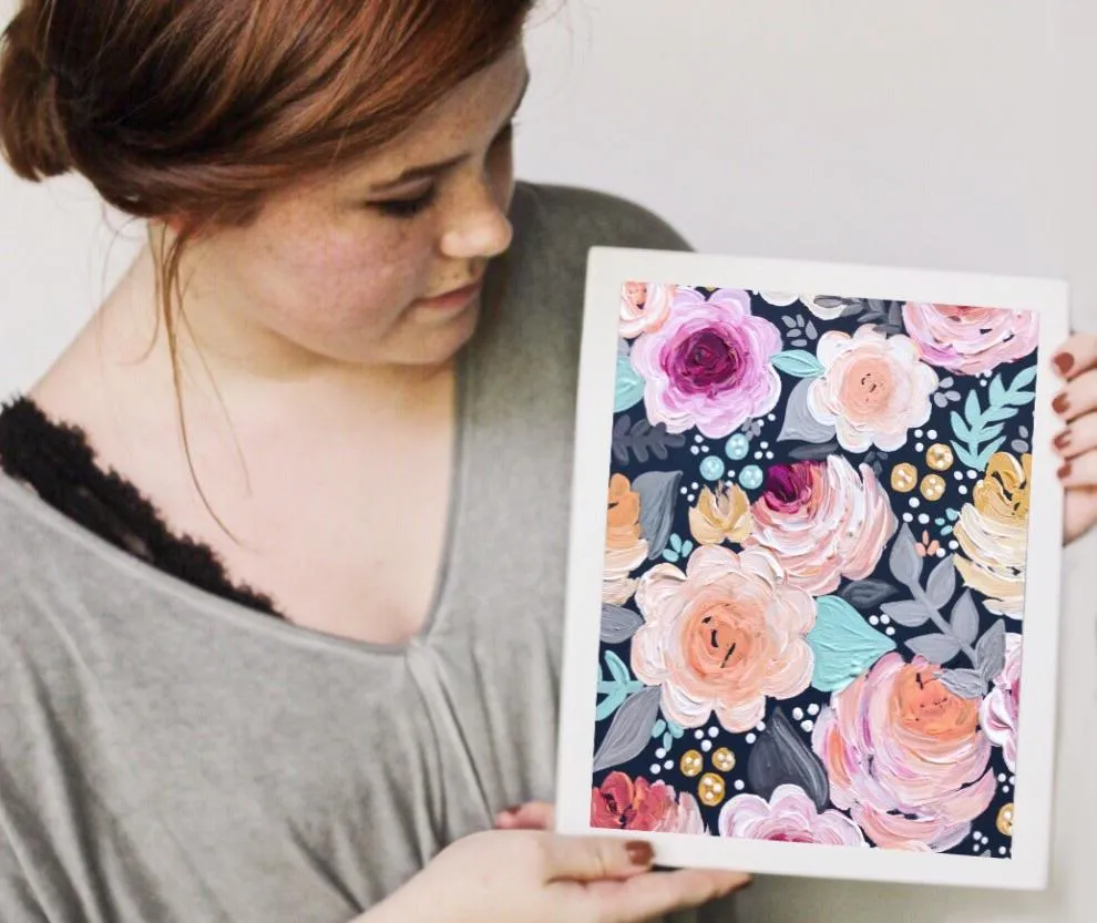 Bright Acrylic Florals Art Print