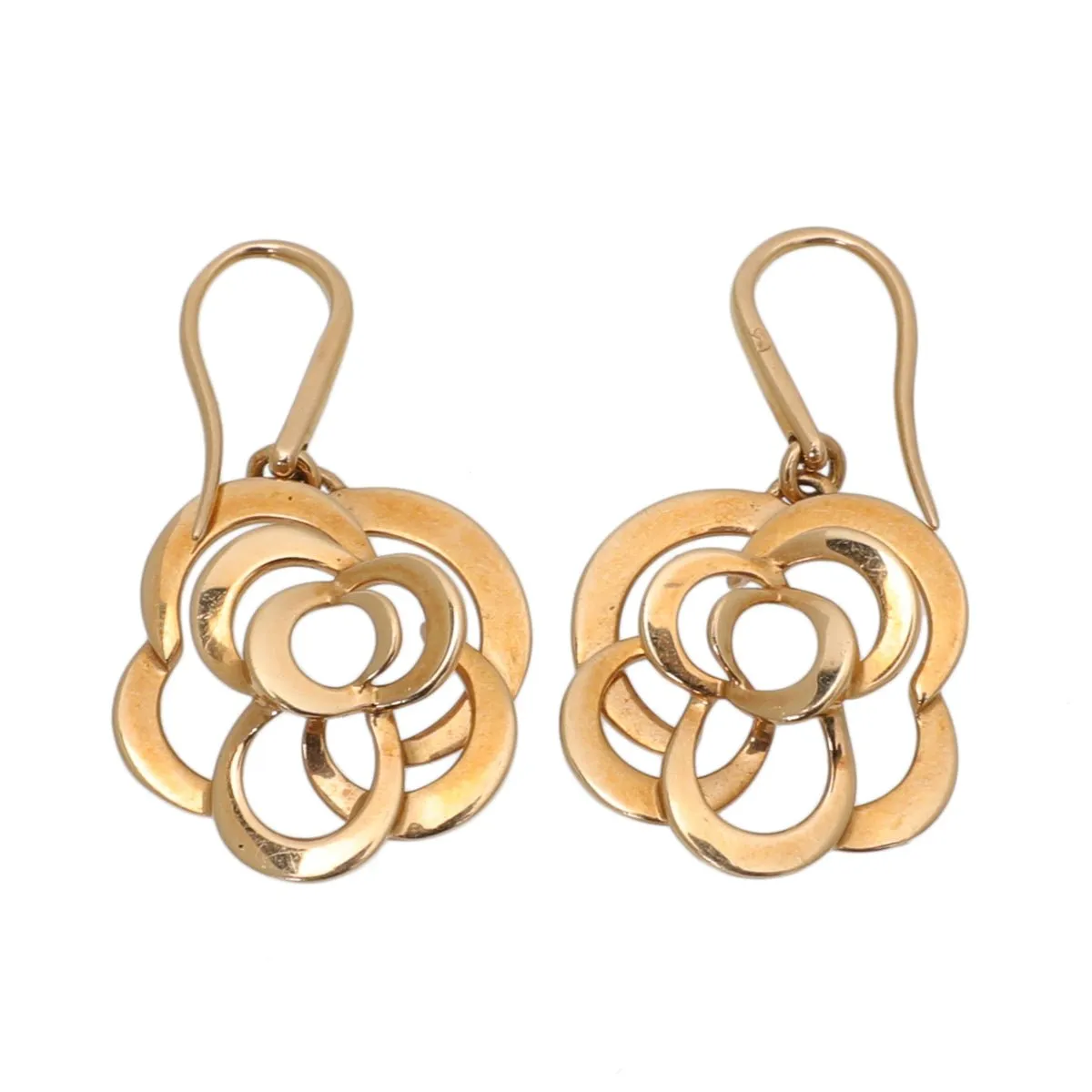 Chanel 18K Yellow Gold Fil De Camelia Earrings