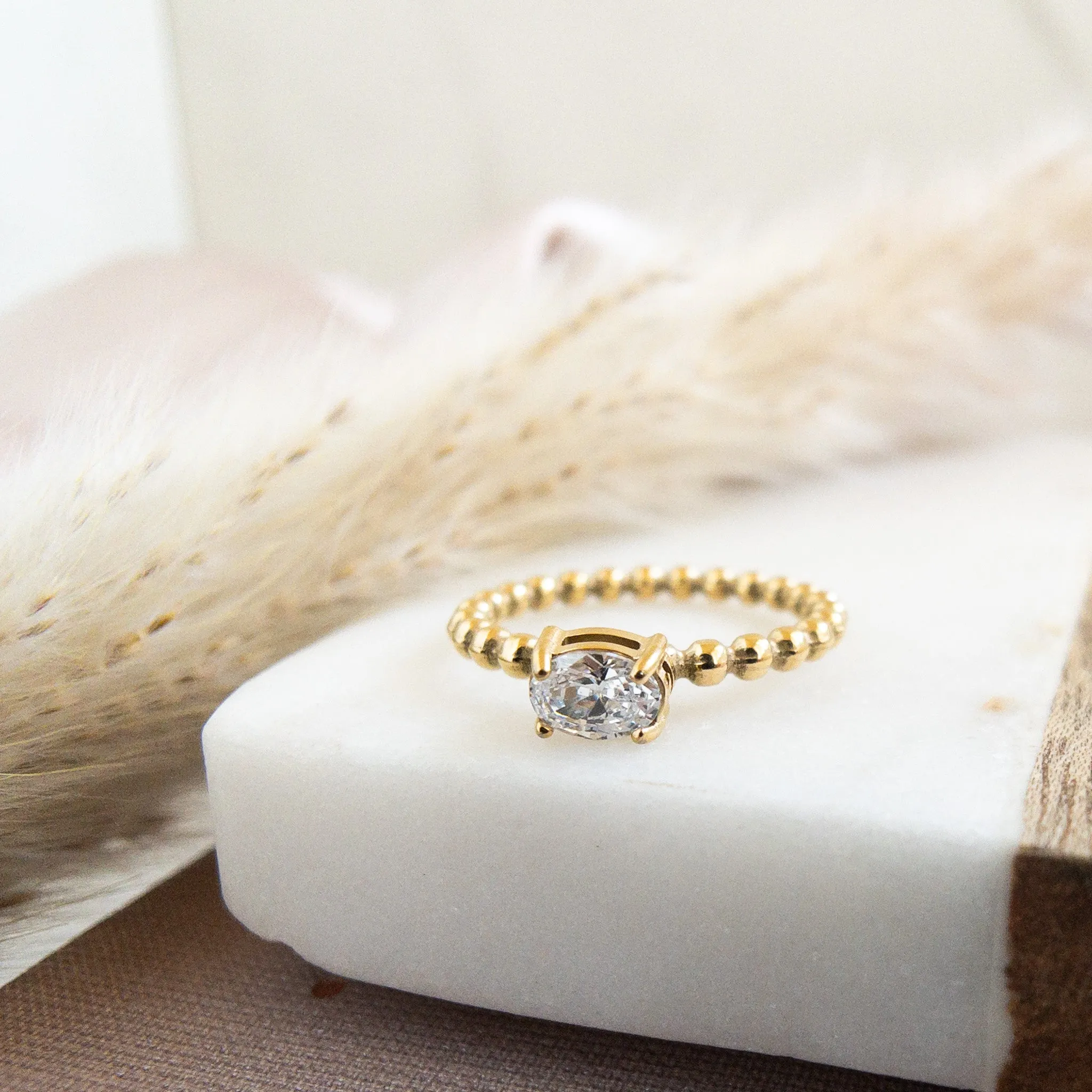 Cubic Zirconia Beaded Ring