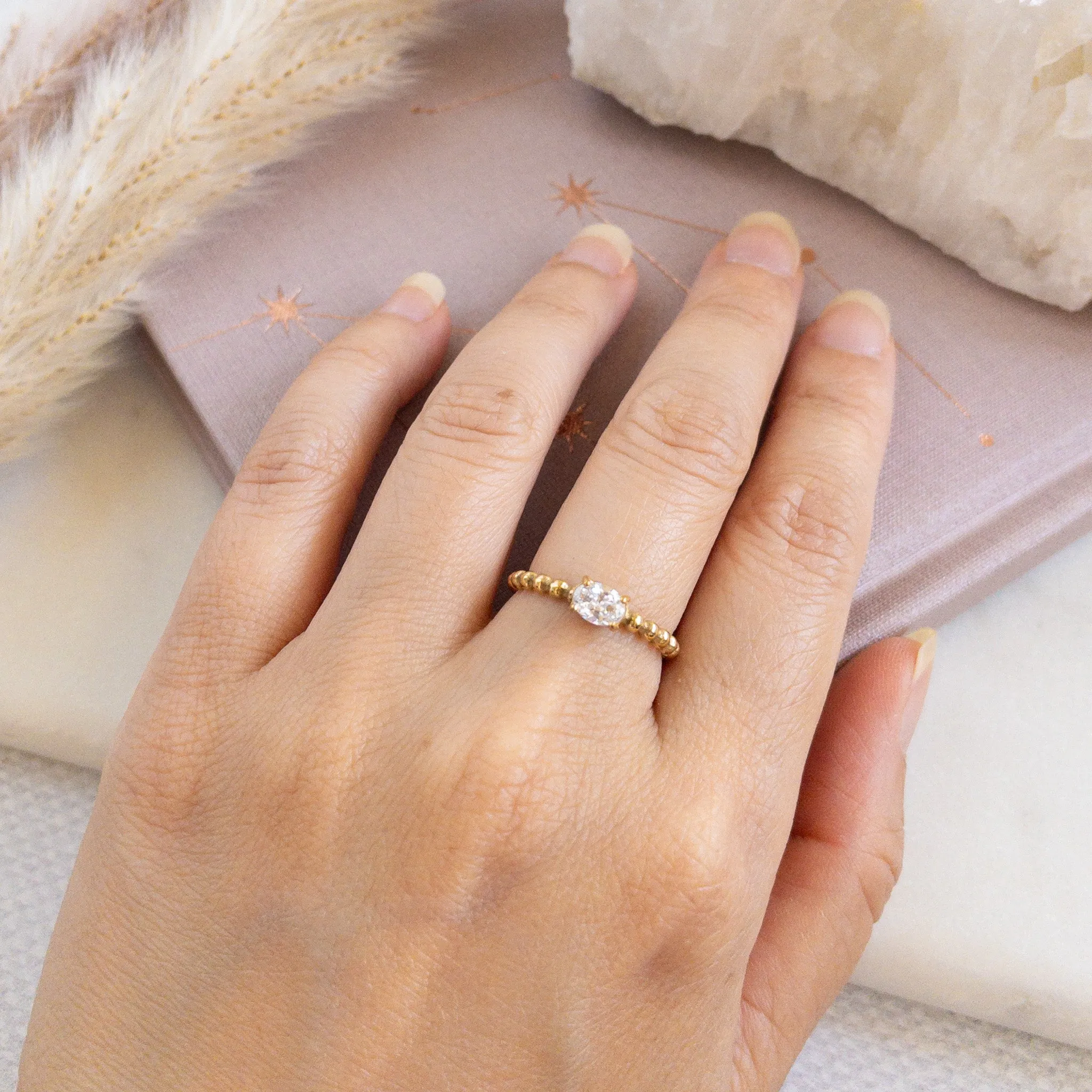 Cubic Zirconia Beaded Ring