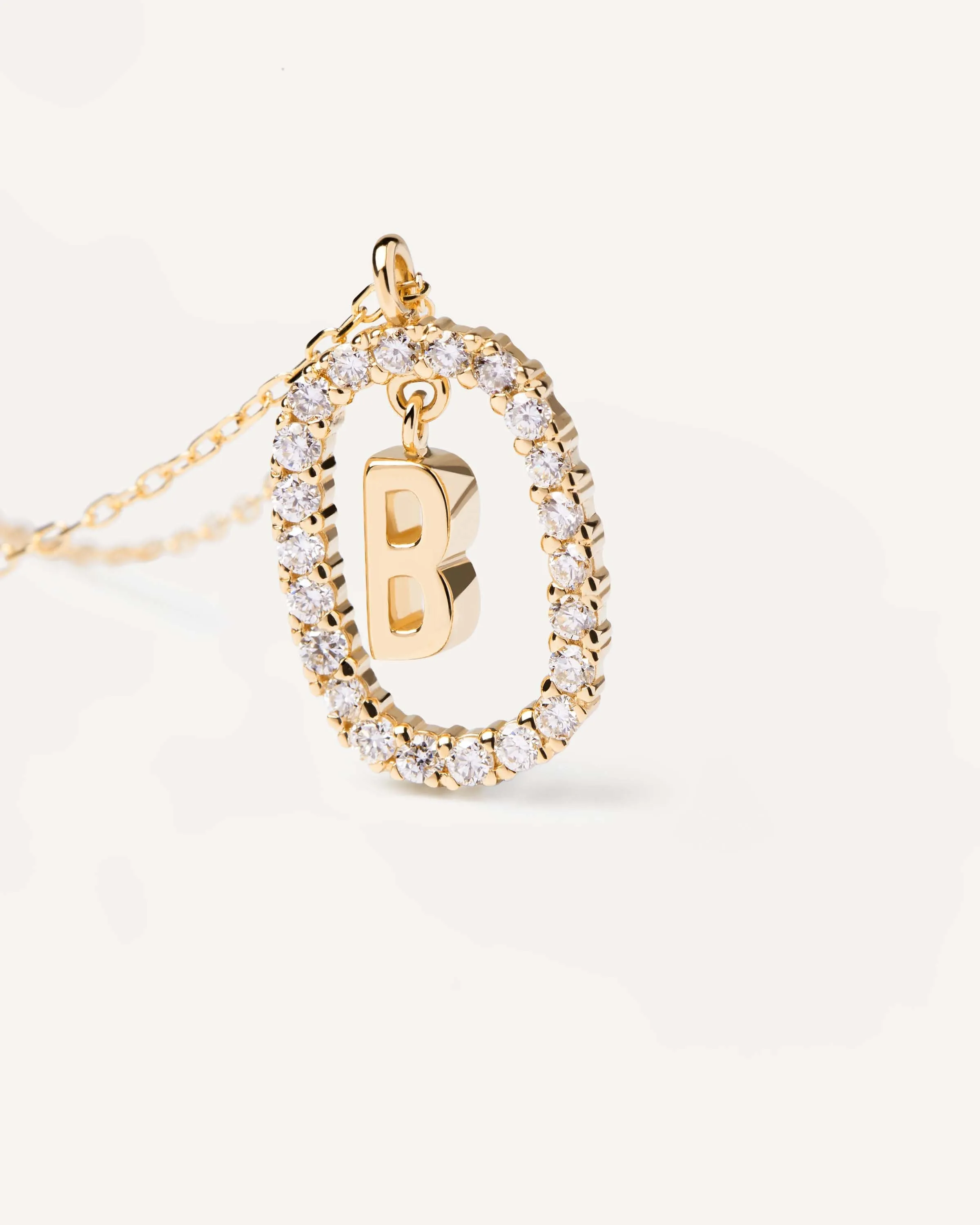 Diamonds and Gold Letter B Necklace
