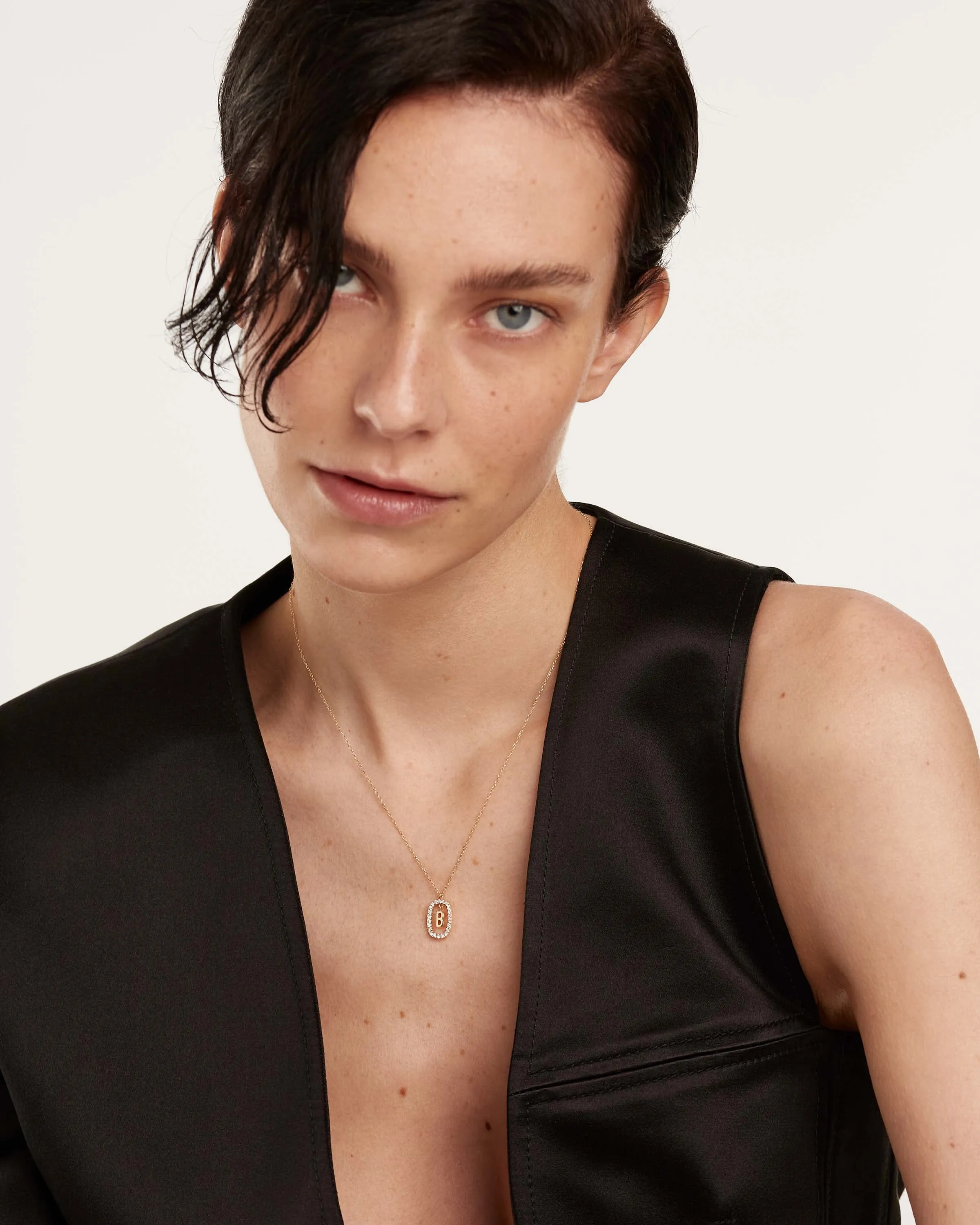 Diamonds and Gold Letter B Necklace