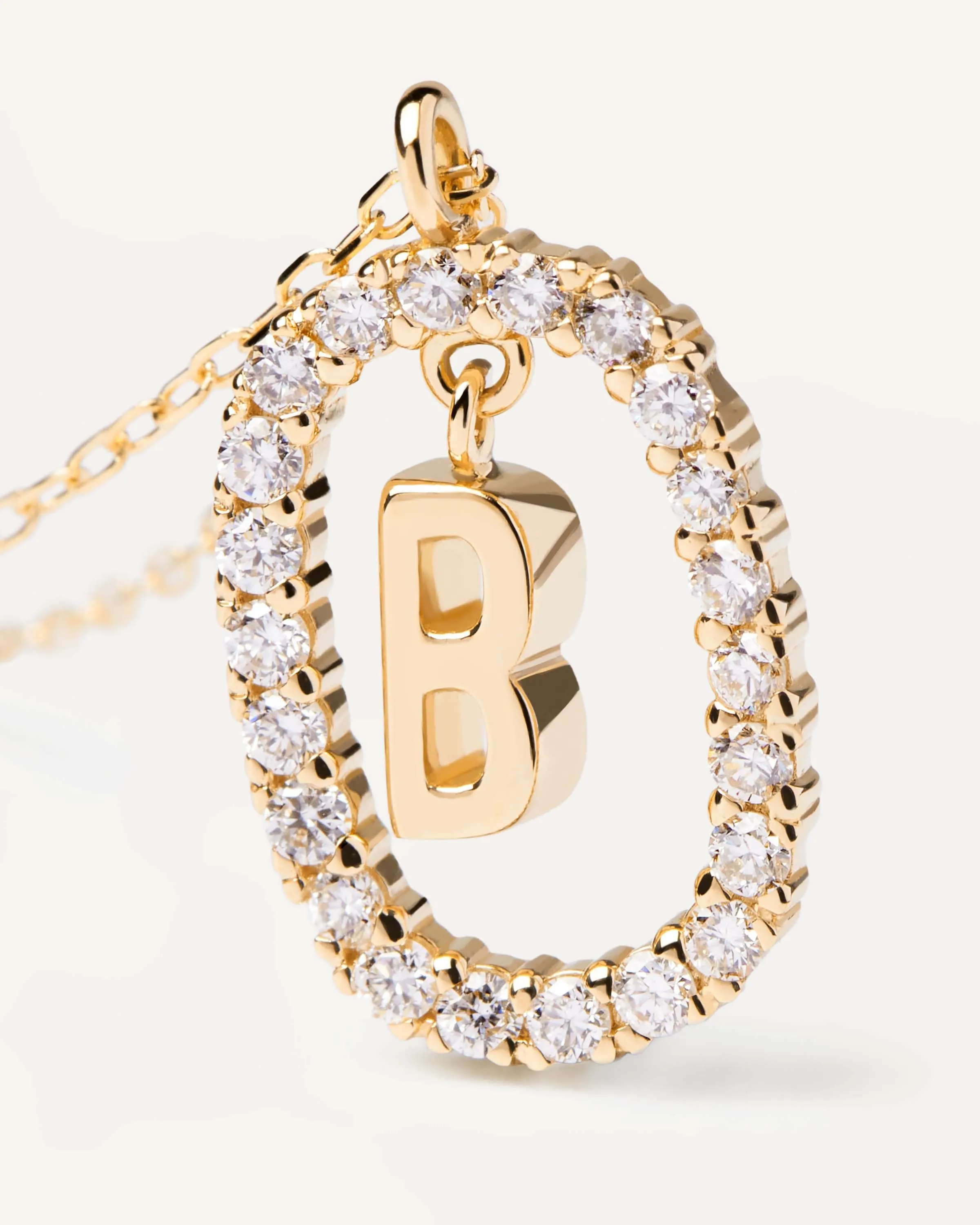 Diamonds and Gold Letter B Necklace