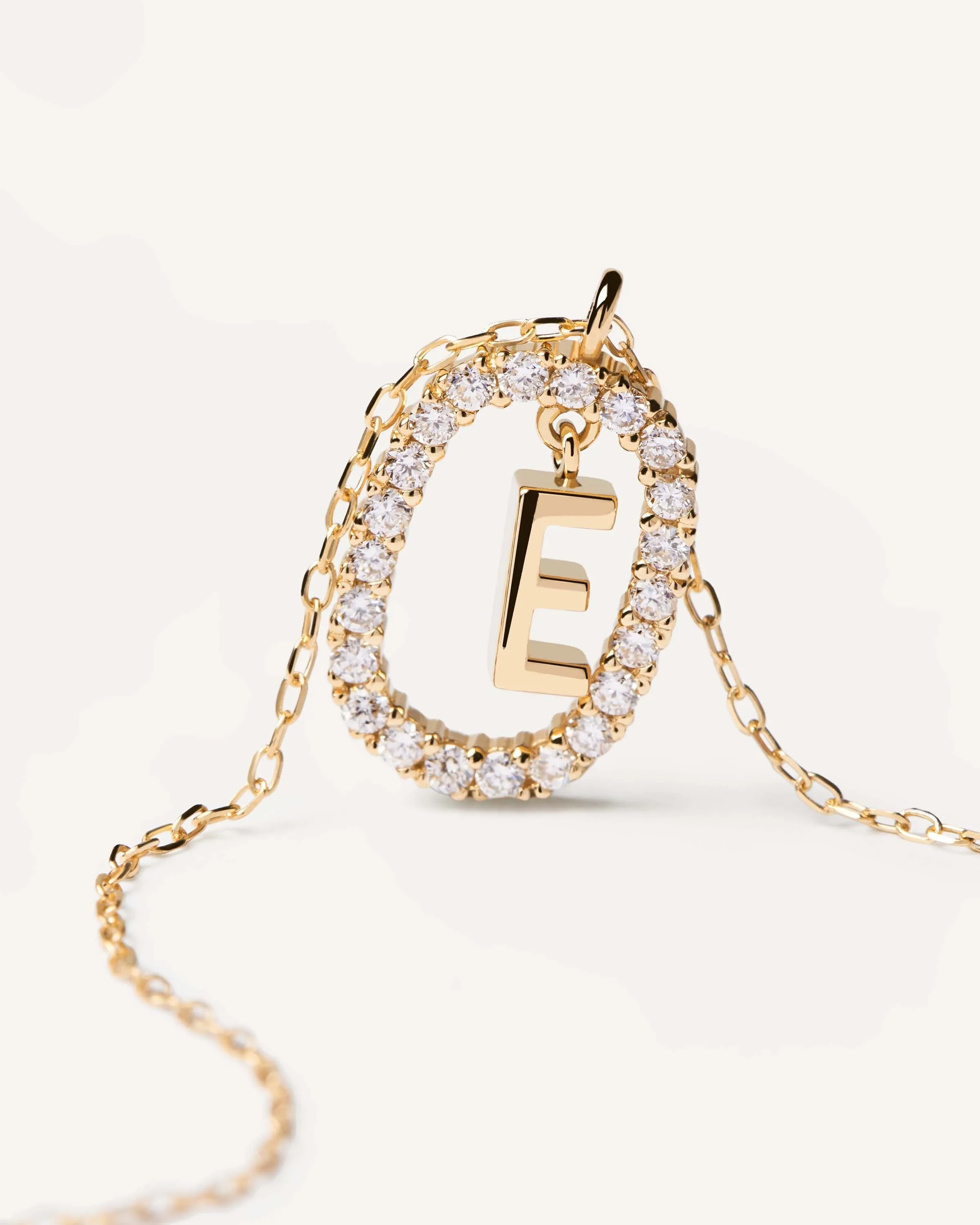 Diamonds and Gold Letter E Necklace