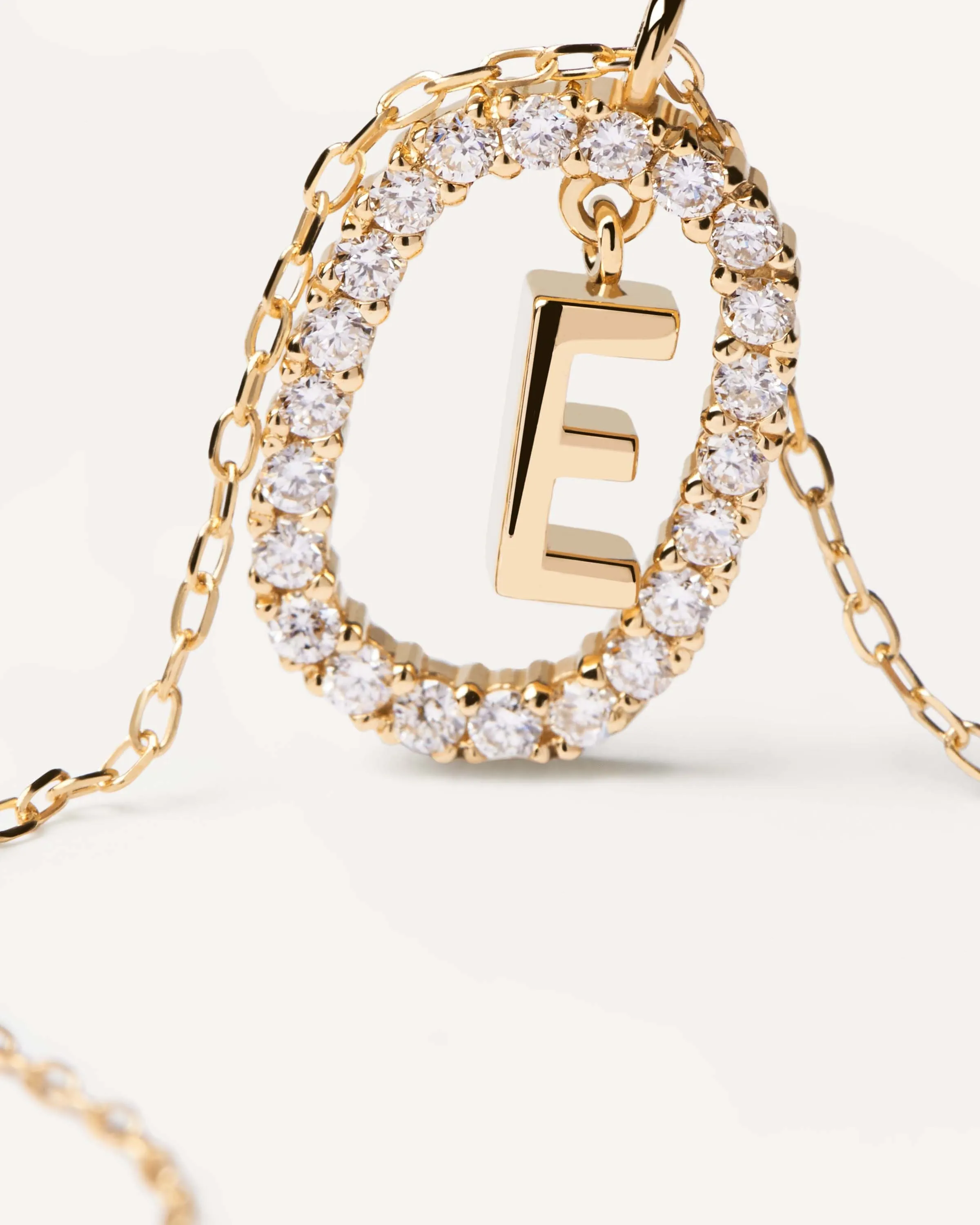 Diamonds and Gold Letter E Necklace