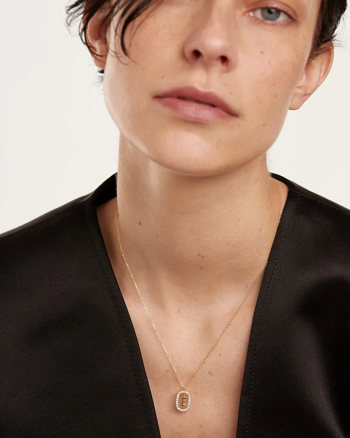 Diamonds and Gold Letter E Necklace