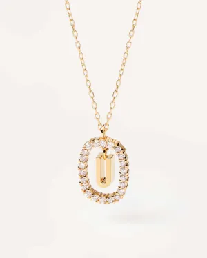 Diamonds and Gold Letter U Necklace