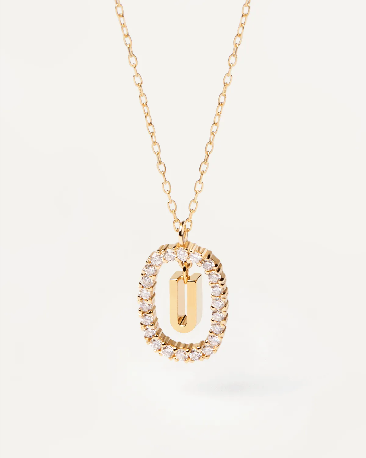 Diamonds and Gold Letter U Necklace