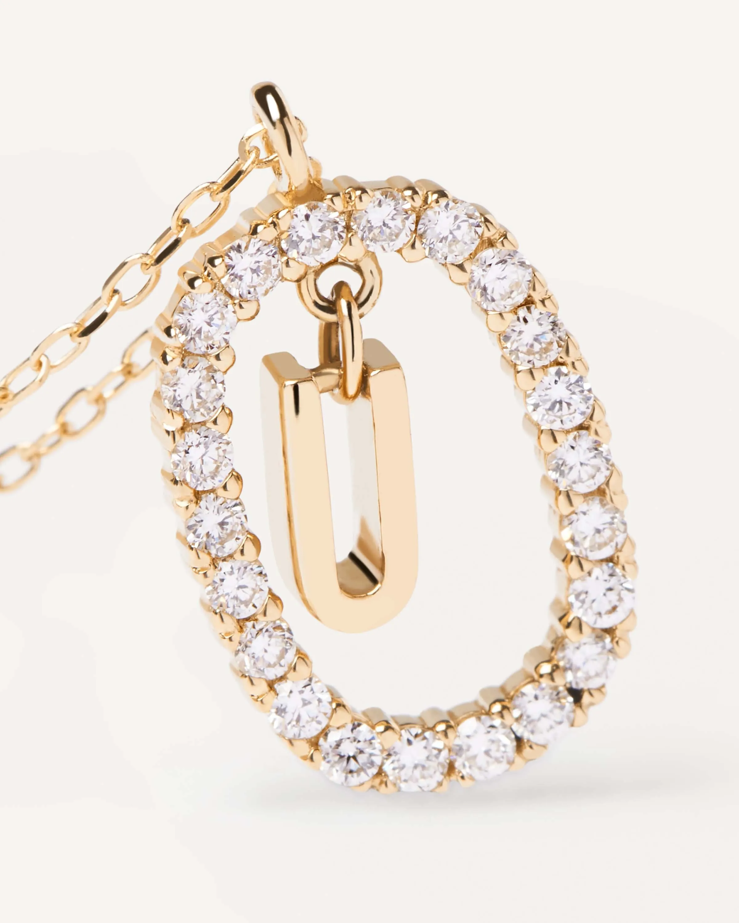 Diamonds and Gold Letter U Necklace