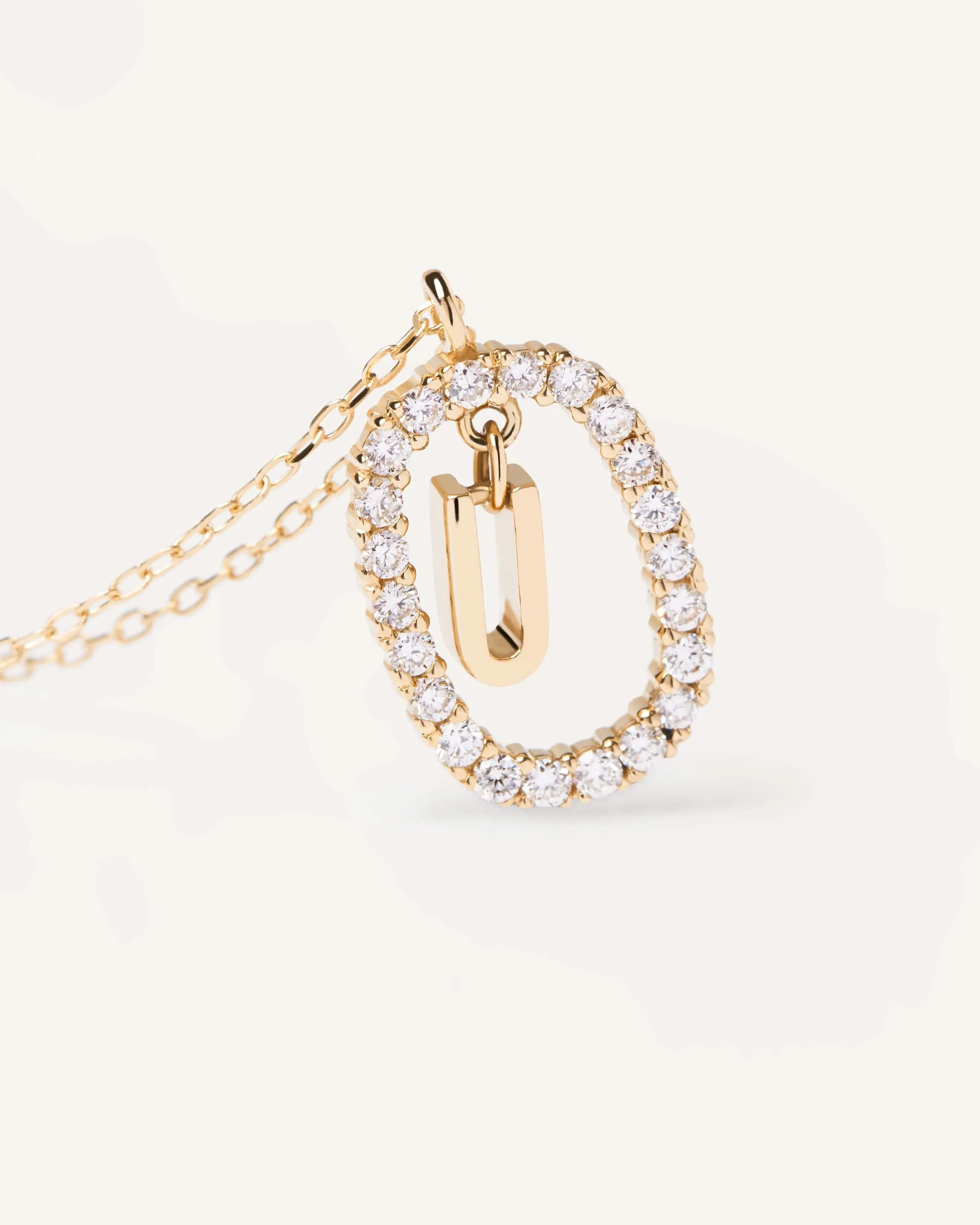 Diamonds and Gold Letter U Necklace
