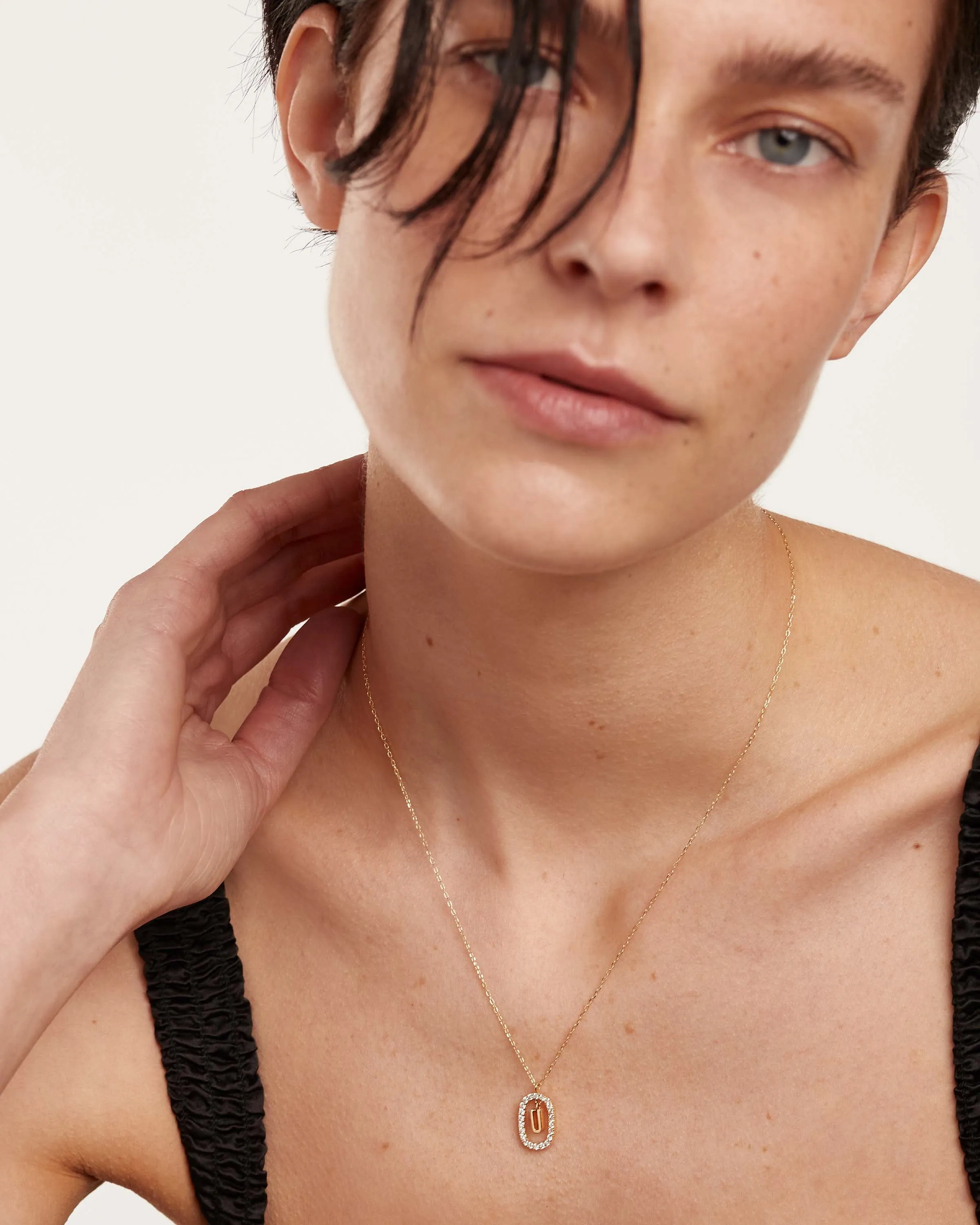 Diamonds and Gold Letter U Necklace