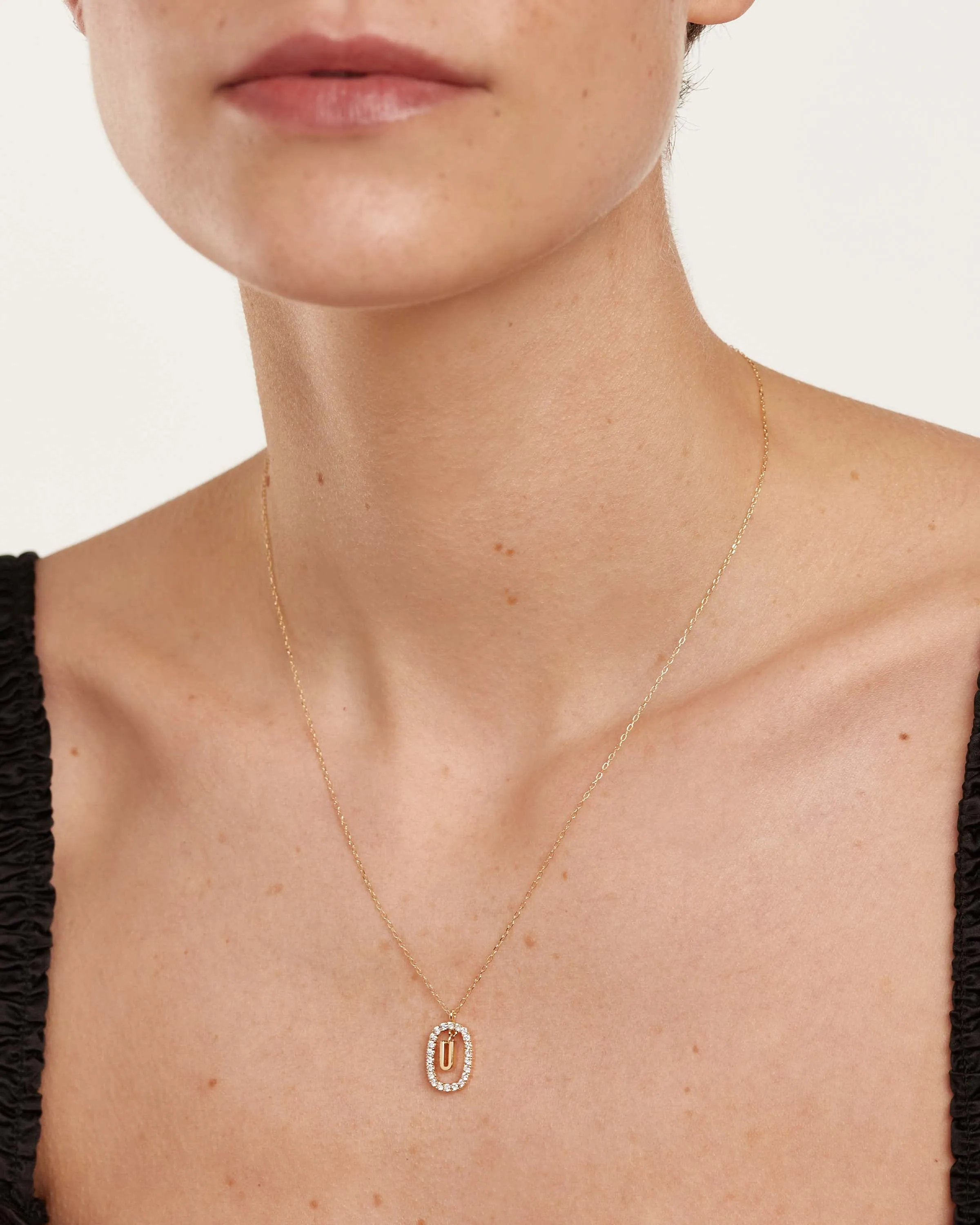 Diamonds and Gold Letter U Necklace