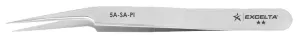 Excelta 5A-SA-PI Italian-Made Anti-Magnetic Stainless Steel Tweezer with 10° Offset Ultra Tapered Fine Point Tips, 4.5" OAL