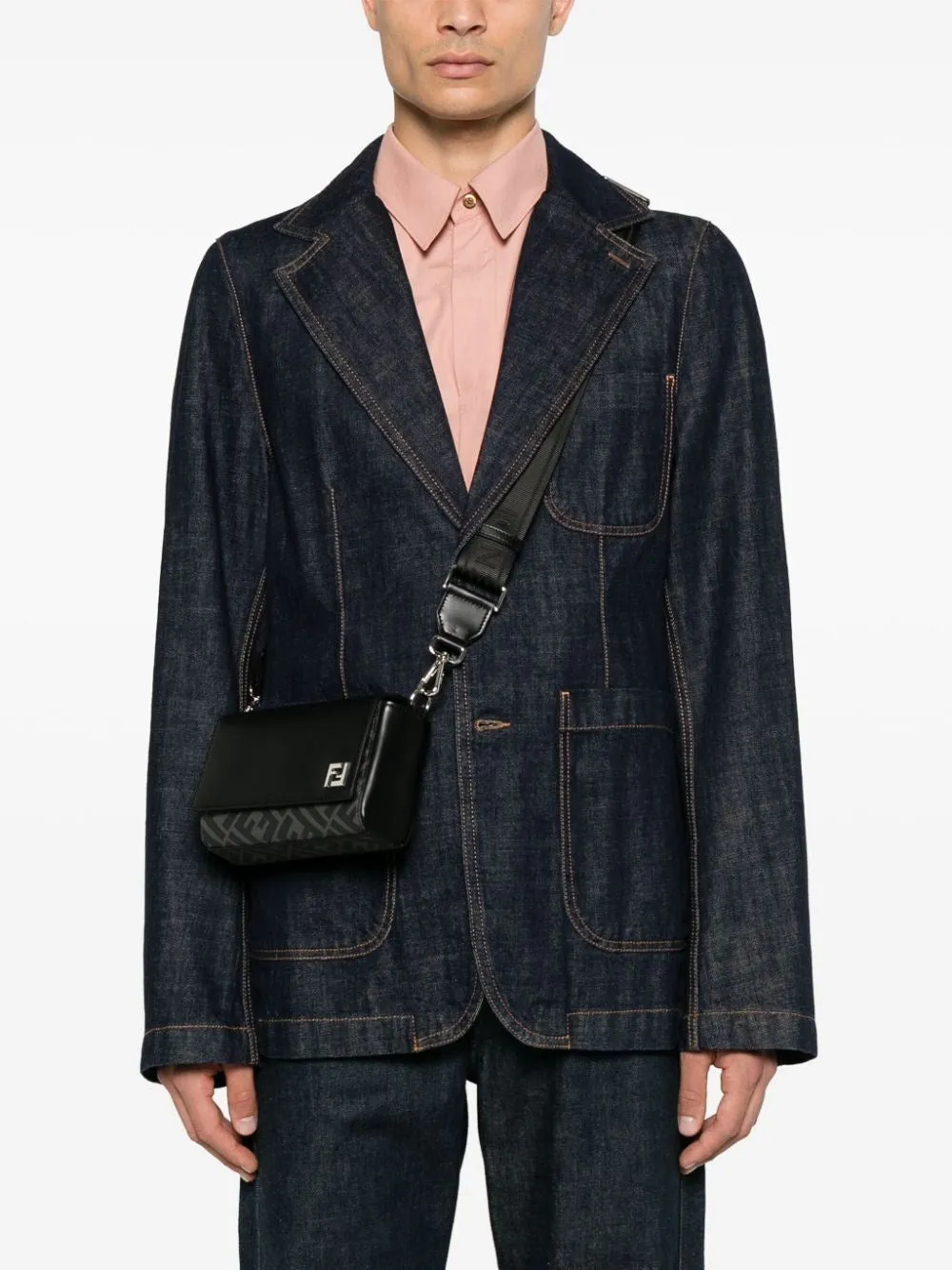 Fendi Men Squared Compact Messenger Bag