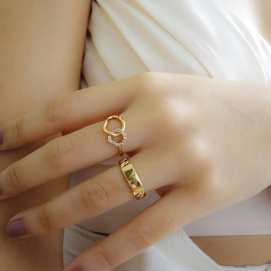 Infinity Link Pave 14K Gold Vermeil Ring