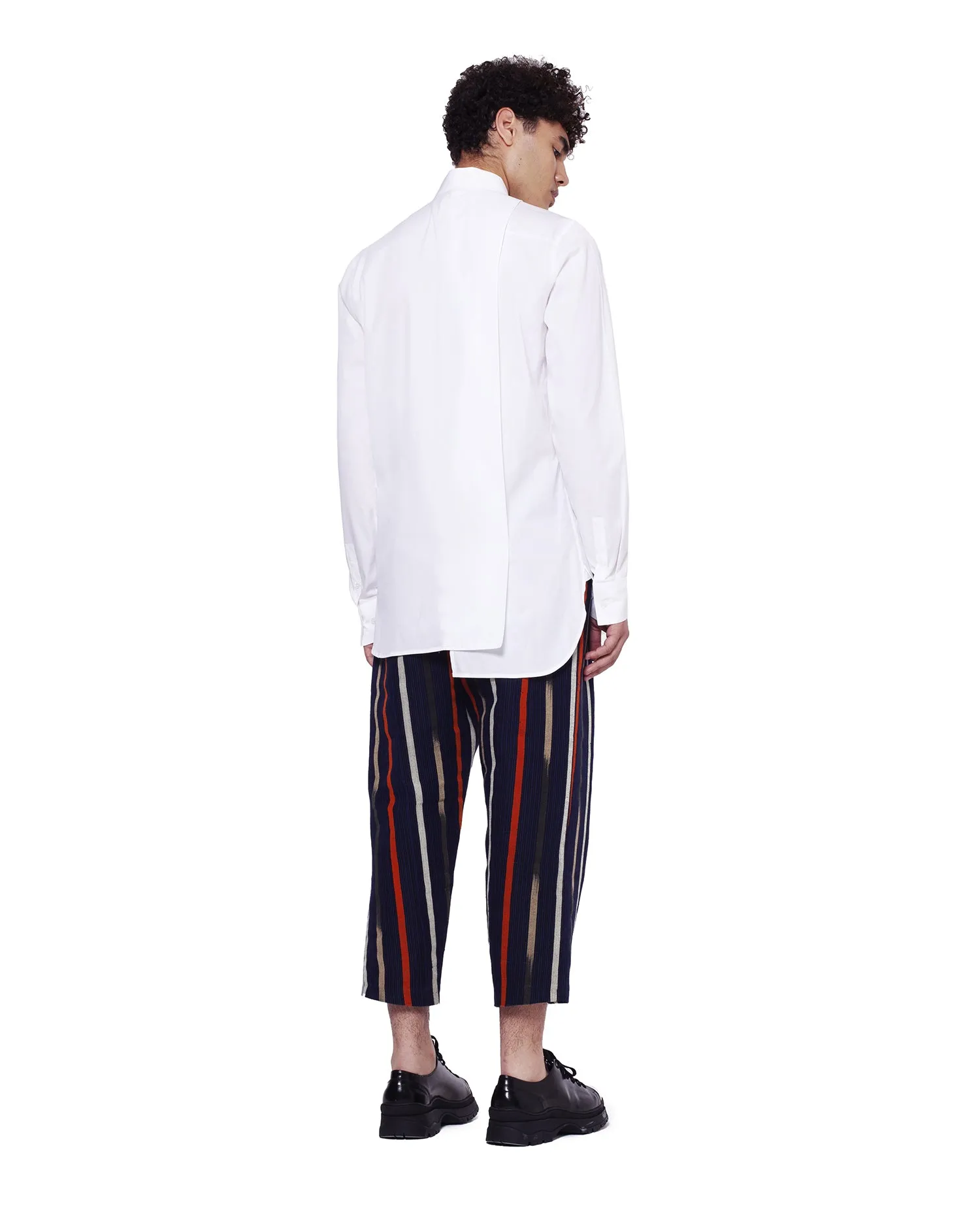 Slim-Fit Shirt with Pleated Back - White
