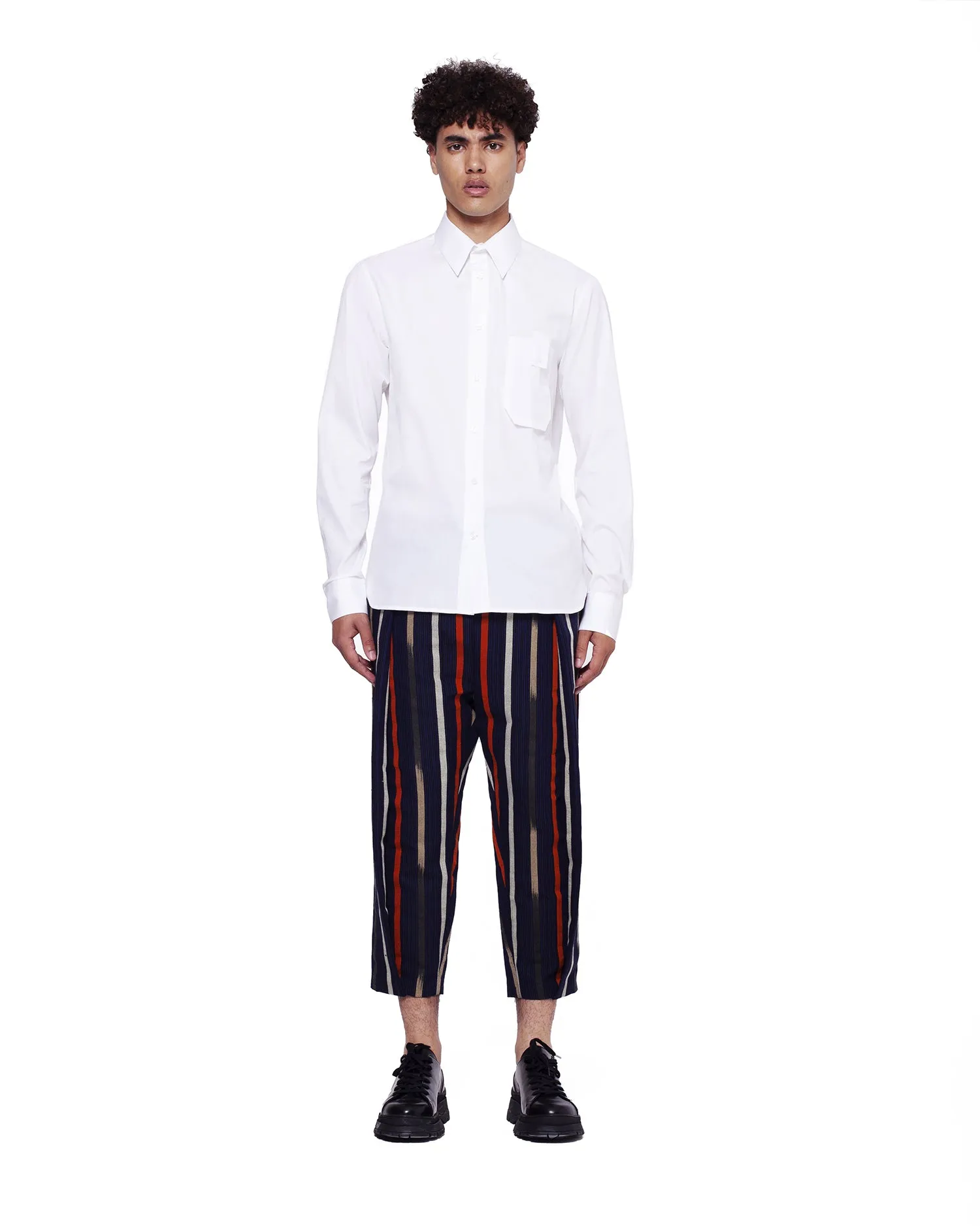 Slim-Fit Shirt with Pleated Back - White