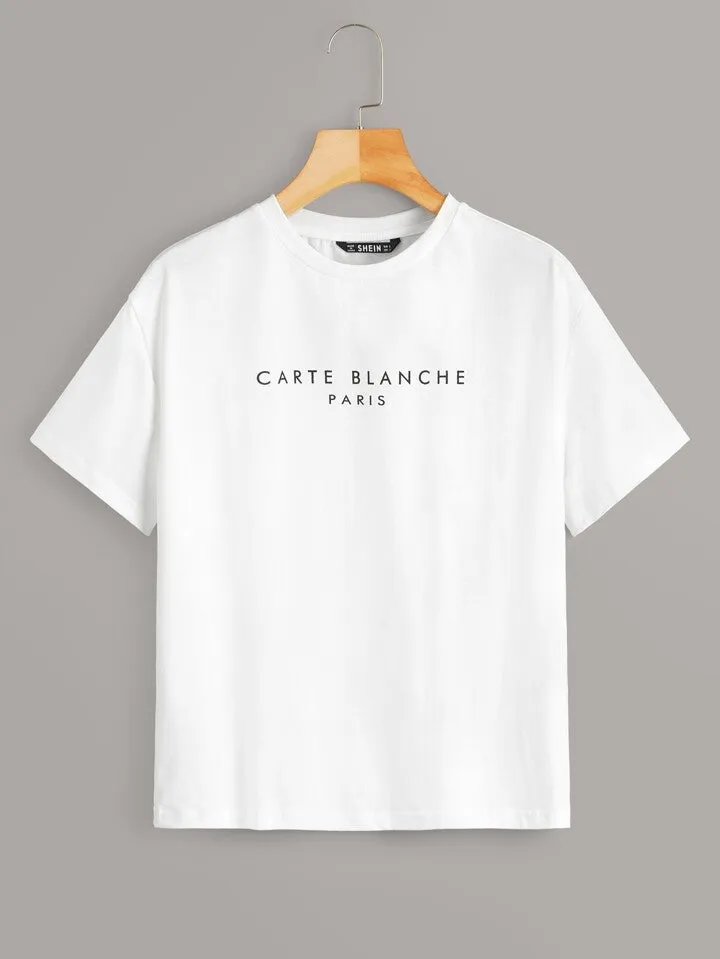 Slogan graphic tee in white