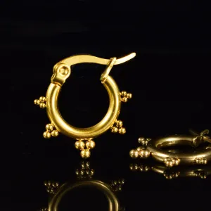 Small Dotted Cluster Hoop Earrings in Gold