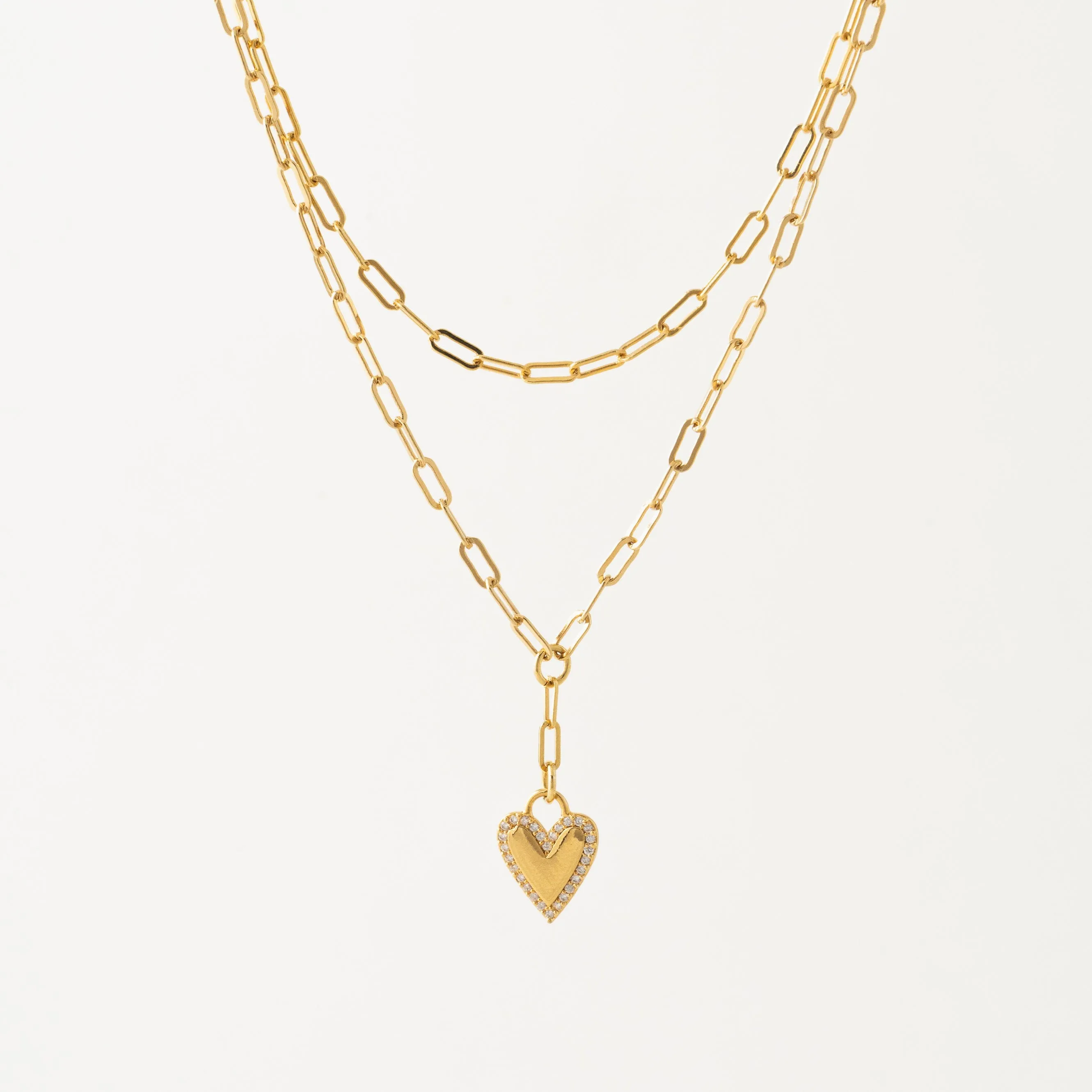 Verona Pave Heart Layered Necklace