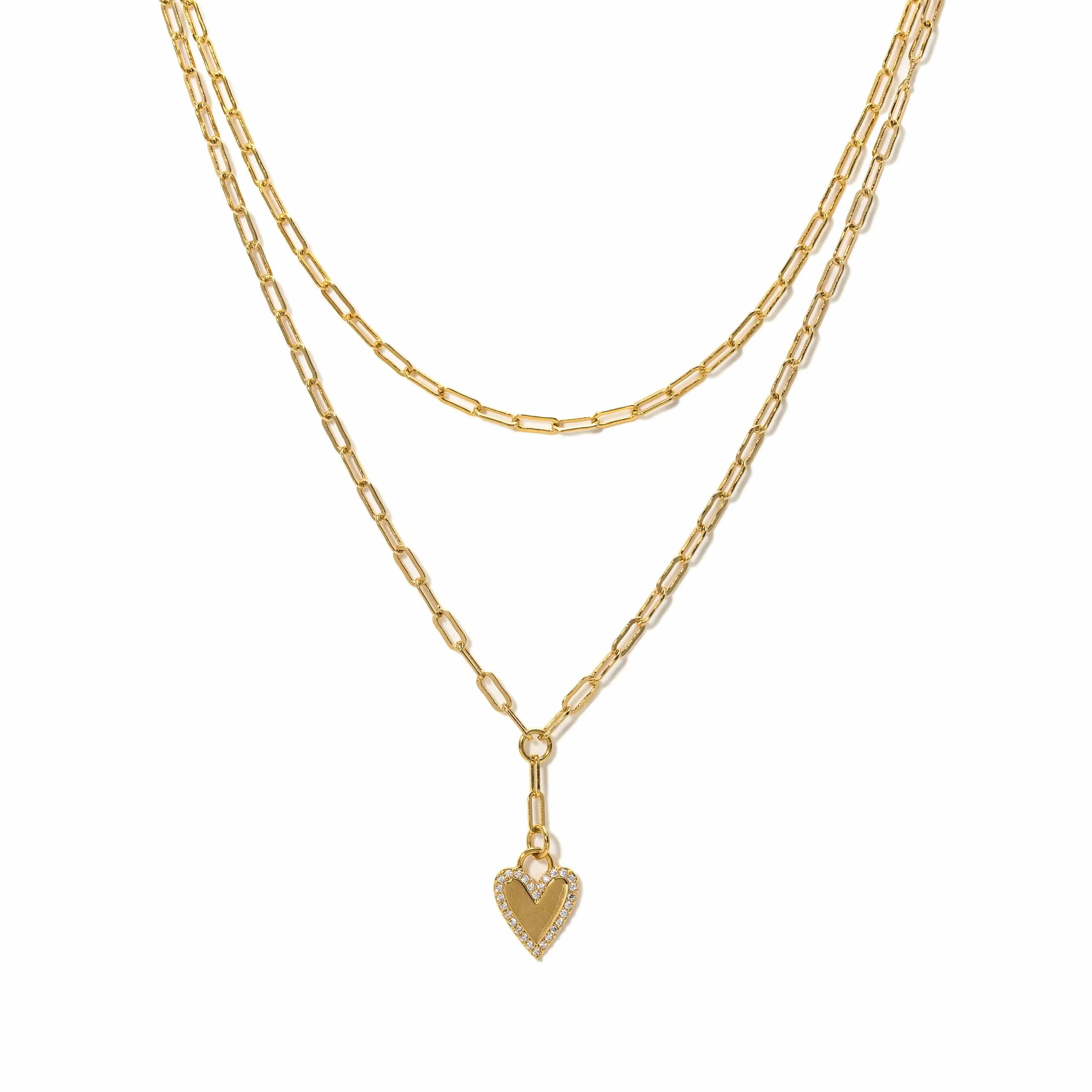 Verona Pave Heart Layered Necklace